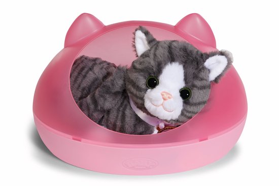 BABY born knuffelkat Cookie met geluid en kattenmand - interactief speelgoed.