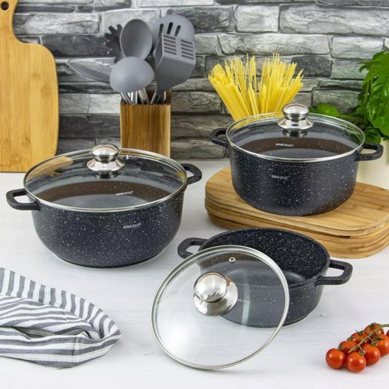 Kinghoff 1606 - Braadpannen set - 6 delig - marmeren coating