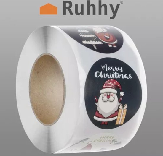 Ruhhy Kerststickers Rol - 500 Stuks voor Feestelijke Versiering!