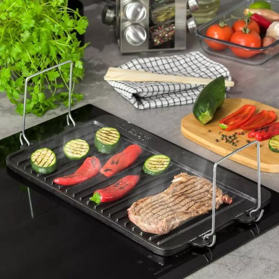 Kinghoff KH-1262 - 44x24 cm - grillplaat omkeerbaar - Gietijzeren