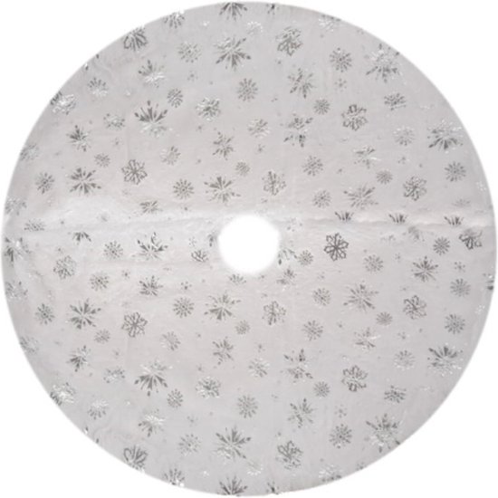 Ruhhy Kerstboommat 78cm - Decoratief met Zilveren Sterren en Sneeuwvlokken