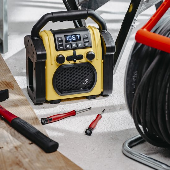 Adler Ad 1911- Digitale Radio - bouwradio - Bluetooth 5.1 - IPX 54 - vermogen 10 W -Geel