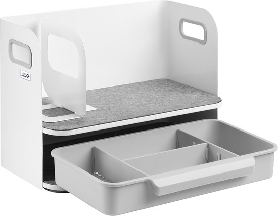 Ergo Office - Bureau-organizer met lade en boekensteun | Bureau-benodigdheden-organiser Bureaulade tot 10 kg Wit