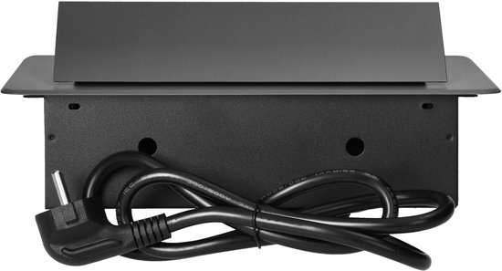 Bureau stekkerdoos met USB A&C - Pop up stekkerblok met 2 stopcontacten- Inbouw Verdeelstekker met RVS afwerking - Verdeeldoos met 1.5 meter kabel - voor max. 3680 Watt - Penaarde - Antraciet
