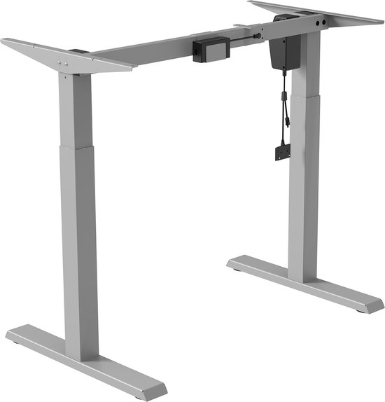 Ergo Office - Zit-sta bureau - Elektrisch in hoogte verstelbaar bureau max hoogte 123cm - max 70 kg | Zonder tafelblad - Grijs