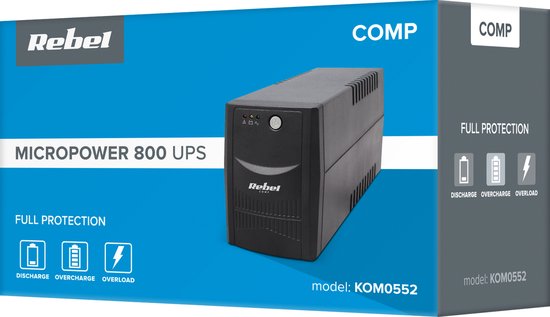 Rebel Micropower Serie - Noodstroom UPS - 800VA - 480W - Sinusgolfuitgang