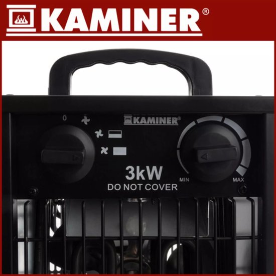 Kaminer elektrische kachel 3000W – ventilatorkachel met thermostaat, IPX4 en koelstand voor binnengebruik