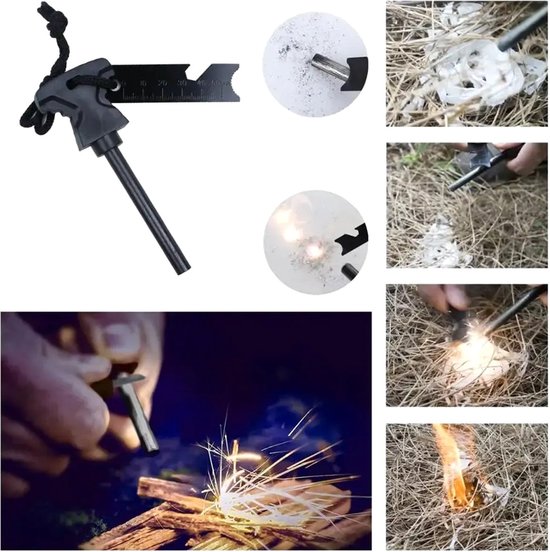 Survival Kit - Bushcraft Kit - Outdoor Noodpakket - Camping Set - Overleving Kit - Inclusief Opbergcase - Zaklamp - Kompas - Mes - Noodpakket - Outdoor - Vuurstarter - Draadzaag - Nood Fluitje