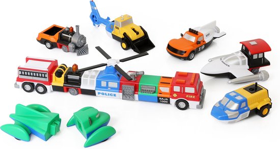 Popular Playthings Magnetic Mix or Match, Voertuigenset, 3 jaar, Meerkleurig