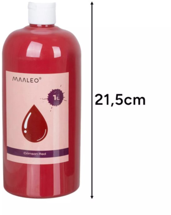 Maaleo plakkaatverf set – 12 intense kleuren van 1L, veilige waterverf voor school en atelier