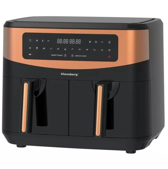 Klausberg KB-7589 - Dubbele Heteluchtfriteuse - 2x4.5L - Digitaal - Gezond Koken