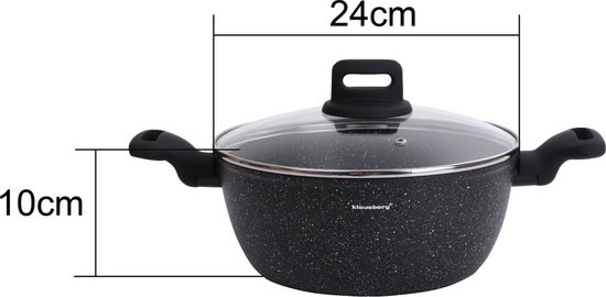 Klausberg 7671 - Zwart Marmeren kookpan - 24 cm - zwart - met deksel