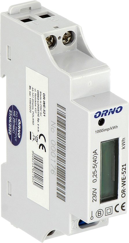 1 Fase kWh Meter - Digitale LCD scherm - MID Gecertificeerd