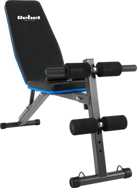 Rebel Active Schuine Trainingsbank met Beensteunen en Weerstandsbanden - Fitnessbank - Verstelbare Trainingsbank - Bench Press - Halterbank