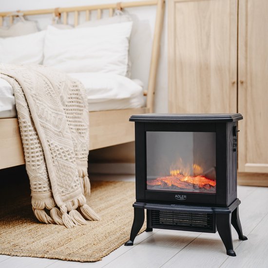 Adler AD 7754 - Elektrische Haard - 2 Verwarmingsniveaus: 1000W - 1800W - 3D Vlameffect - Thermostaat