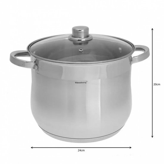 Klausberg 7163 - soeppan met deksel - 8,6L - Ø24 cm - RVS - inductie - alle warmtebronnen