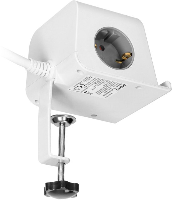 Bureau stekkerdoos met USB A & C en draadloze oplader - Verdeelstekker met kabel - Verdeeldoos met schroefklem - Stopcontact met splitter 2 voudig - Wit