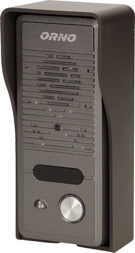 Single family doorphone, handset free, ELUVIO INTERCOM aluminium housing; surface mounted; wires 4+2; loudspeaker; additional button - gate control function; grey indoor unit