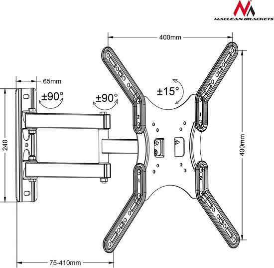 Maclean Brackets MC-759 - TV Muurbeugel tot 30kg