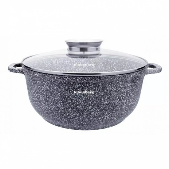 Klausberg 7523 - Kookpan met deksel - marmer grijs - 26 cm - 5.6 liter
