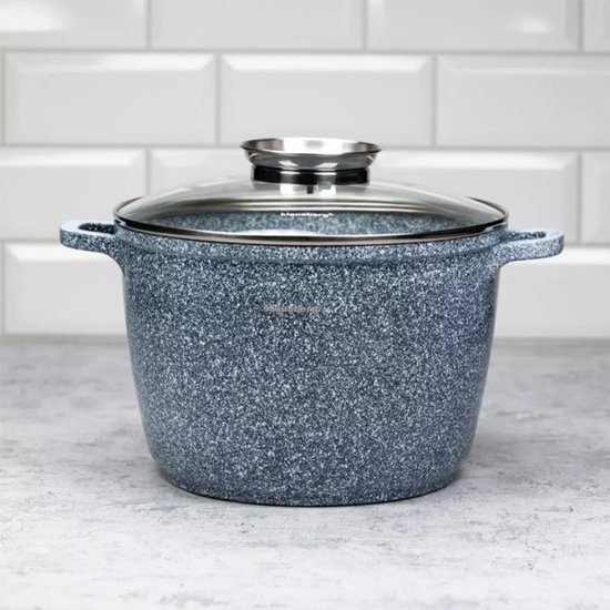 Klausberg 7525 - Kookpan met deksel - marmer grijs - 24 cm - 6.2 liter
