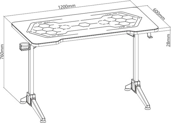 NanoRS - Gaming tafel met verstelbare RGB LED-achtergrondverlichting drank -hoofdtelefoon houder -  120cm