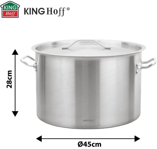 Kookpan - Catering Pan - Extra Grote Soeppan met Deksel - Stockpot - Inductie Geschikt - voor Soep, Pasta & Stoofgerechten - 44L - Ø45 cm - RVS