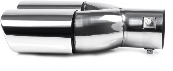 AMiO Dubbele Uitlaat Chrome Recht 42-62mm Kopstuk / Eindstuk Vierkant [Uitlaat Sierstuk - Uitlaat Tuning - Uitlaat Koppelstuk]