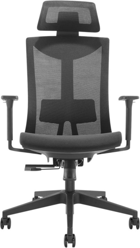 Ergo Office - Ergonomische Bureaustoel - Bureaustoel - Office Chair - hoogte verstelbare - Hoofdsteun - max. belasting 150 kg - Zwart