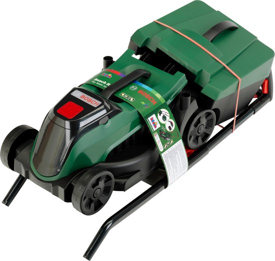 Klein Toys Bosch tuin grasmaaier - 57x19.5x56 cm - incl. verwijderbare grasvanger, licht- en geluidseffecten - groen rood