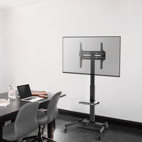 Cabletech Verrijdbare TV Standaard statief - Draaibaar - Hoogte instelbaar - Televisiebeugel - 32- 55 inch - max belastbaar gewicht 35 Kg - Ideaal voor thuis, kantoor presentaties