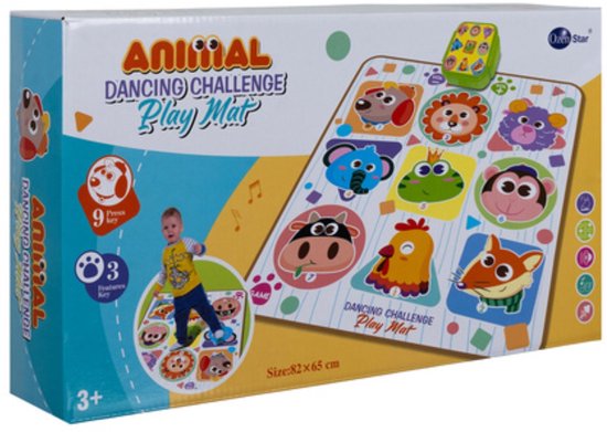 Kruzzel Interactieve dansmat 82 x 65 cm met muziek en dieren – educatieve speelmat voor peuters en kleuters