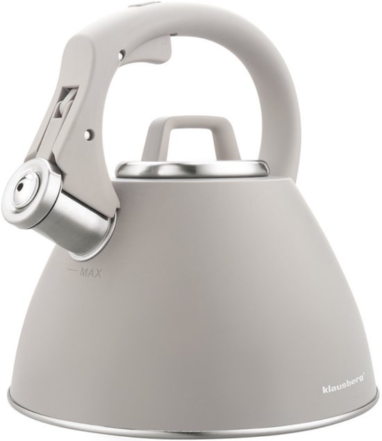KLAUSBERG KB-7953 Fluitketel 2,5 L – Latte Beige Mat – RVS – Soft-Touch – Inductie – Met Fluit