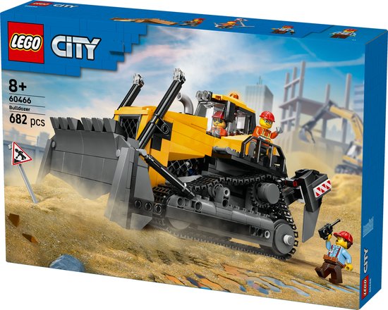 LEGO® City Gele Bulldozer, Bouwplaatsvoertuig - 60466
