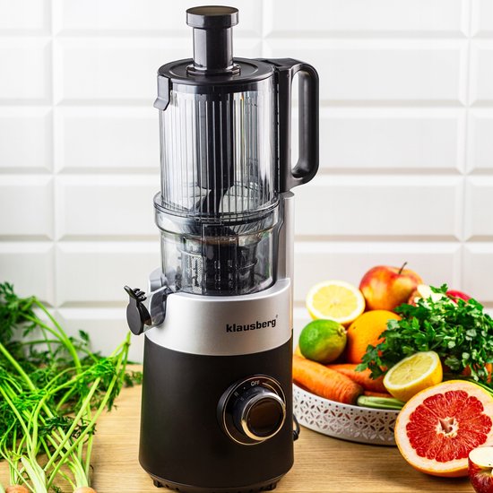 Nieuw - Klausberg KB-7871 Slowjuicer – Cold Press - Stille verticale juicer sapcentrifuge met brede vulopening – Fruitpers - Zwart/Zilver