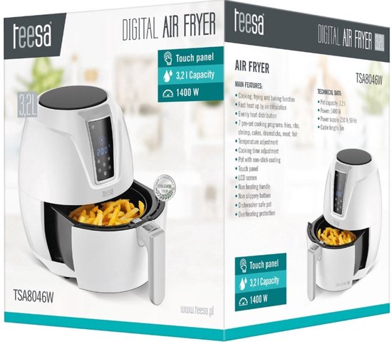 Teesa TSA8046W - Digitale airfryer, 3,2 liter, wit