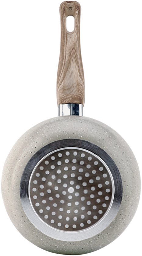 KingHoff KH-1982 Turkse Koffiepot Cezve 1.8 Liter - Voor Inductie, Gas en Elektrisch - Marmer Look Anti-Aanbaklaag - Houten Handvat