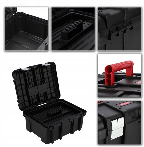 Keter Wide Toolbox Gereedschapskoffer - 16 inch - 41,9x32,7x20,5cm - Zwart
