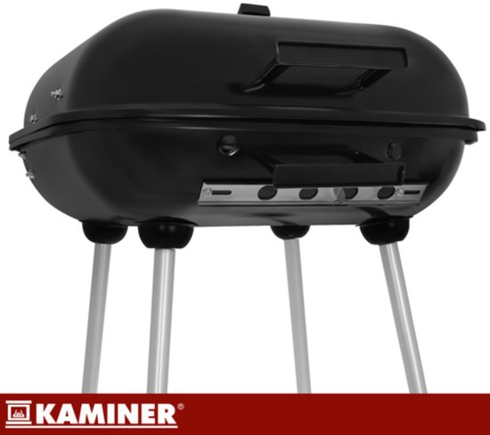 Kaminer Houtskoolbarbecue met deksel, 77 x 53 x 46 cm voor tuin en terras