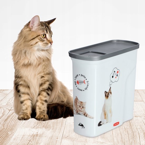 Curver Voedselcontainer Kat - 2L - 21x9x20cm - Wit/Grijs
