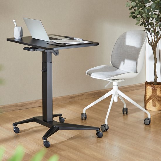 Maclean - zit-sta bureau - laptoptafel - Verrijdbaar laptop bureau - hoogteverstelling - 80x52cm, 8kg max, 109cm - MC-453B - Zwart