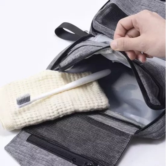 Soulima Toilettas - grijs - polyester - uitvouwbaar - ophangbaar - waterdicht