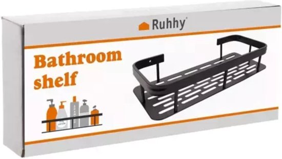 Ruhhy Badkamer rekje - 2x stuks - zwart - L30 cm - zwevend - industrieel - voor badkamer of keuken