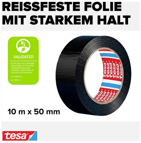 Tesa Extra Power Universal - Duct Tape - 10 m x 50 mm - Zwart