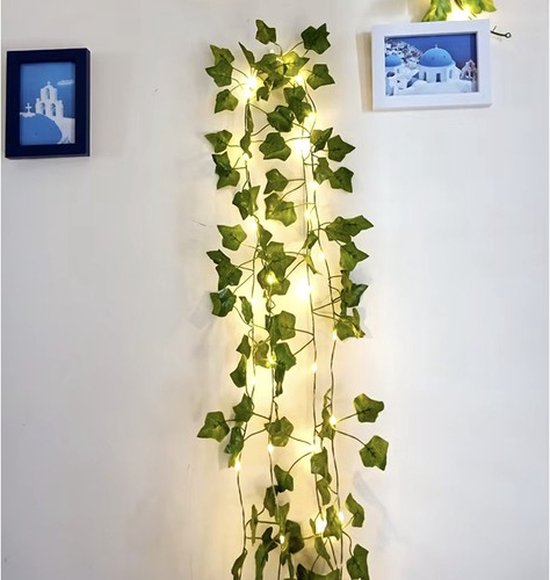 Klimop slinger met Led Verlichting- LED Fairy lights - 12 Stuks - Klimop slinger met LED lichtjes - 25 Meter Kuntsplant