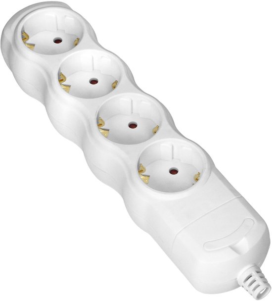 Stekkerdoos - Verdeelstekker 4 voudig - Verdeeldoos horizontaal - Stekkerblok zonder snoer/kabel - Wit