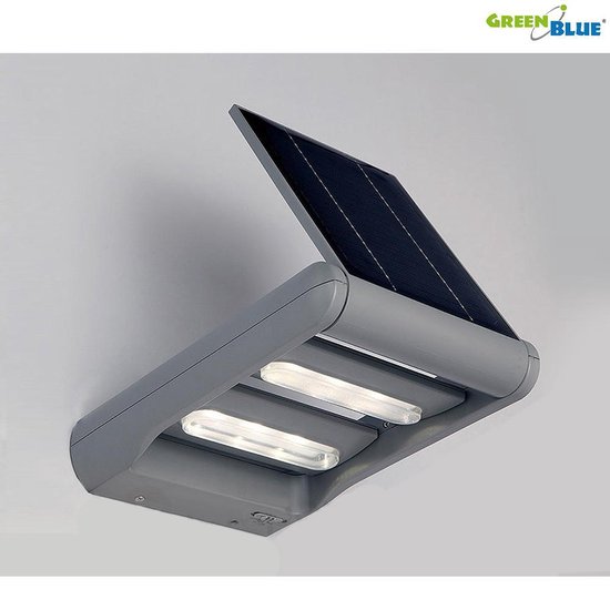 Solar LED wand lamp met schemeringssensor 12W GreenBlue GB131 Waterdicht