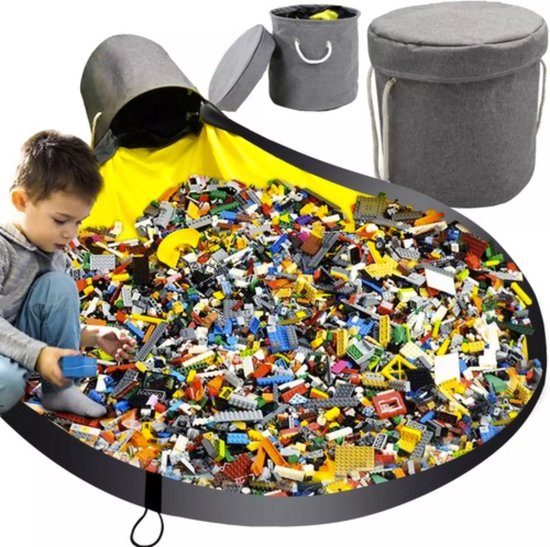 Multifunctioneel Opbergkleed Voor Lego - Speelgoed Organizer - Speelmat - opbergmand voor Kinderen - Geel - Lego Mat