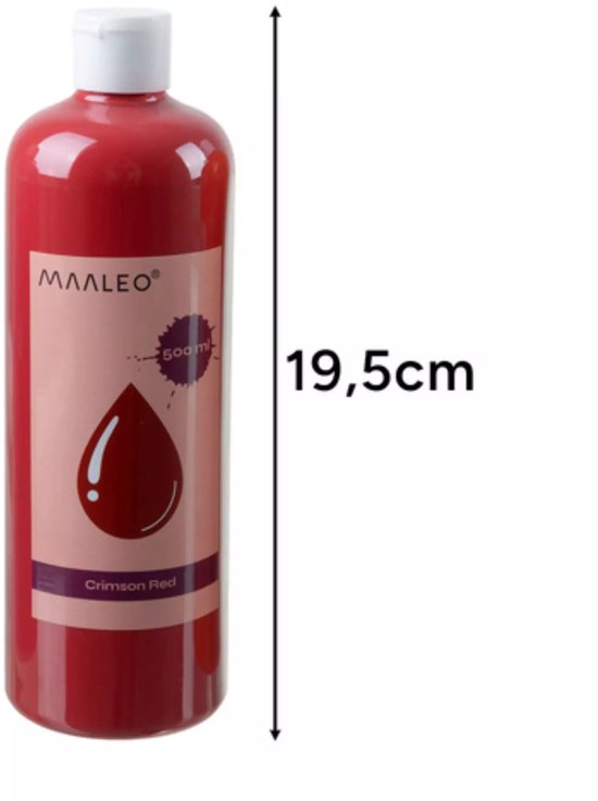 Maaleo plakkaatverf set – 12 matte kleuren van 500 ml, veilige verf voor school en atelier