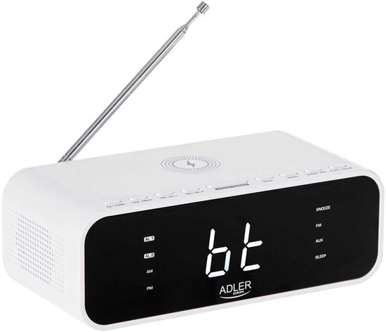 Adler 1192W - Wekkerradio met draadloze oplader voor je telefoon - Wit